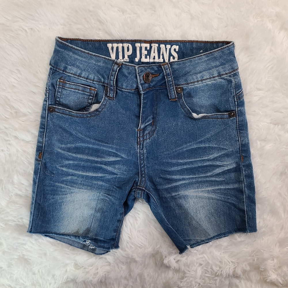 VIP Jeans Girls Distressed Whisker Blue Jean Shorts Size 8